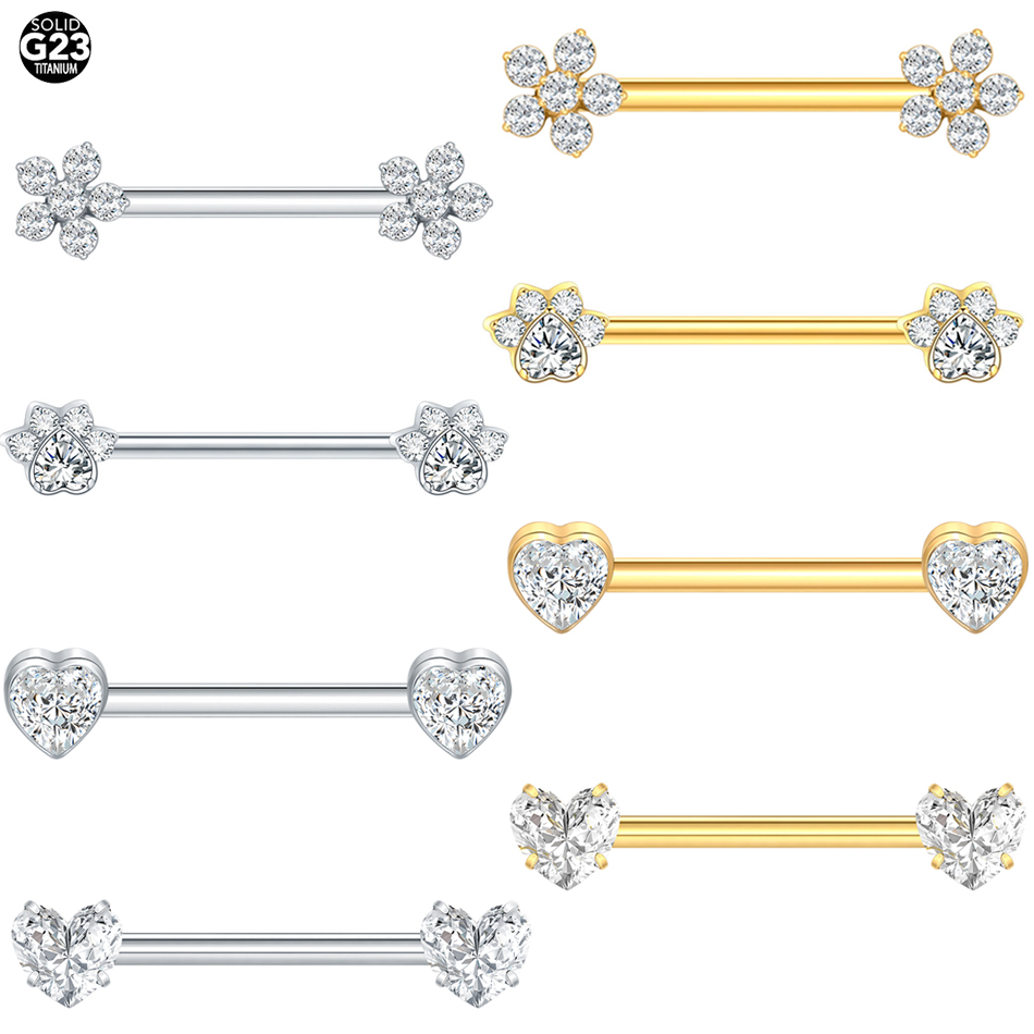 Body Jewelry Internally Threaded - 1Pc Titanium Flower Nipple Piercing Barbell