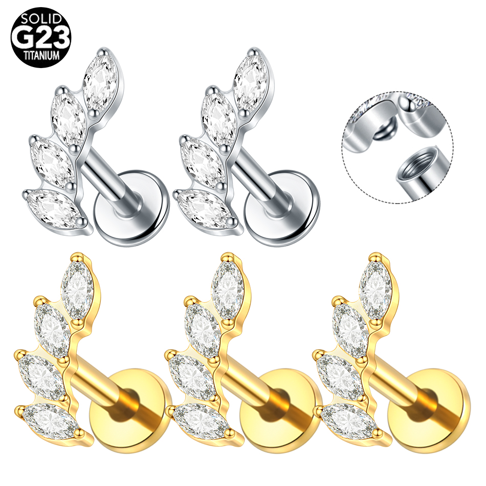 Body Jewelry Internally Threaded - 1/5PCS Titanium Internally Thread Labret Piercings
