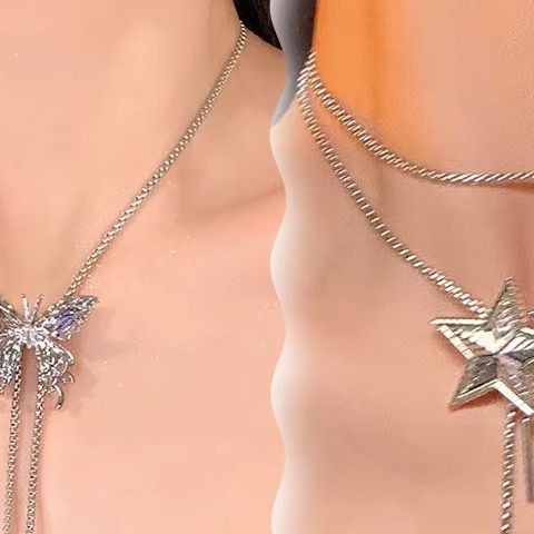 Body Jewelry Hot - Titanium Steel Pull Butterfly Necklace Women's