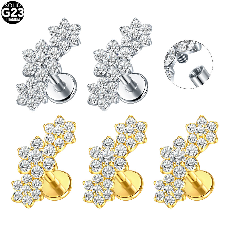 Body Jewelry Internally Threaded - 1/5PCS Titanium Labret Ear Tragus Earring