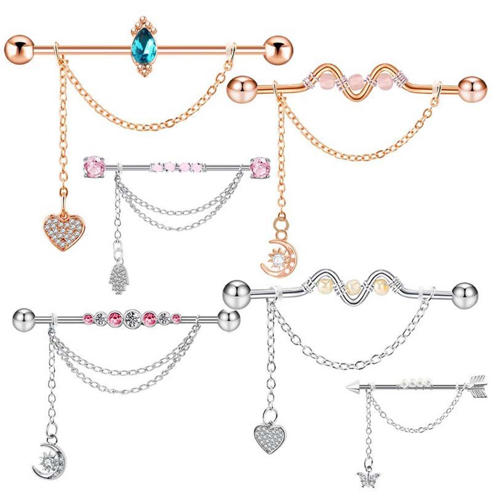 Punk Style Girls Gift Crystal  - Industrial Barbell Long 评论和价格