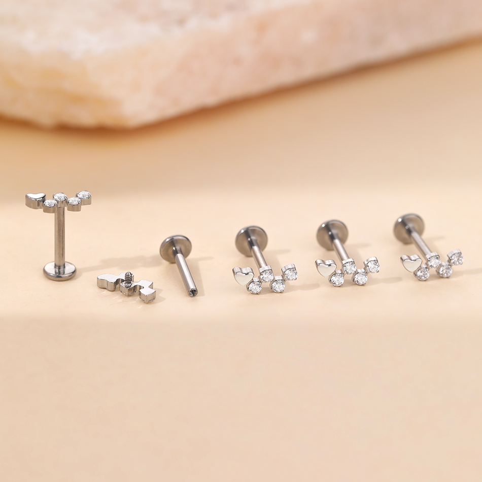 1Pc Titanium Flower Zircon Lab - Body Jewelry Internally Threaded 评论和价格