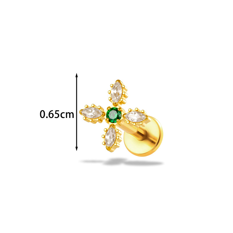 1PC G23 Titanium16G Flower CZ  - Body Jewelry Implants 评论和价格