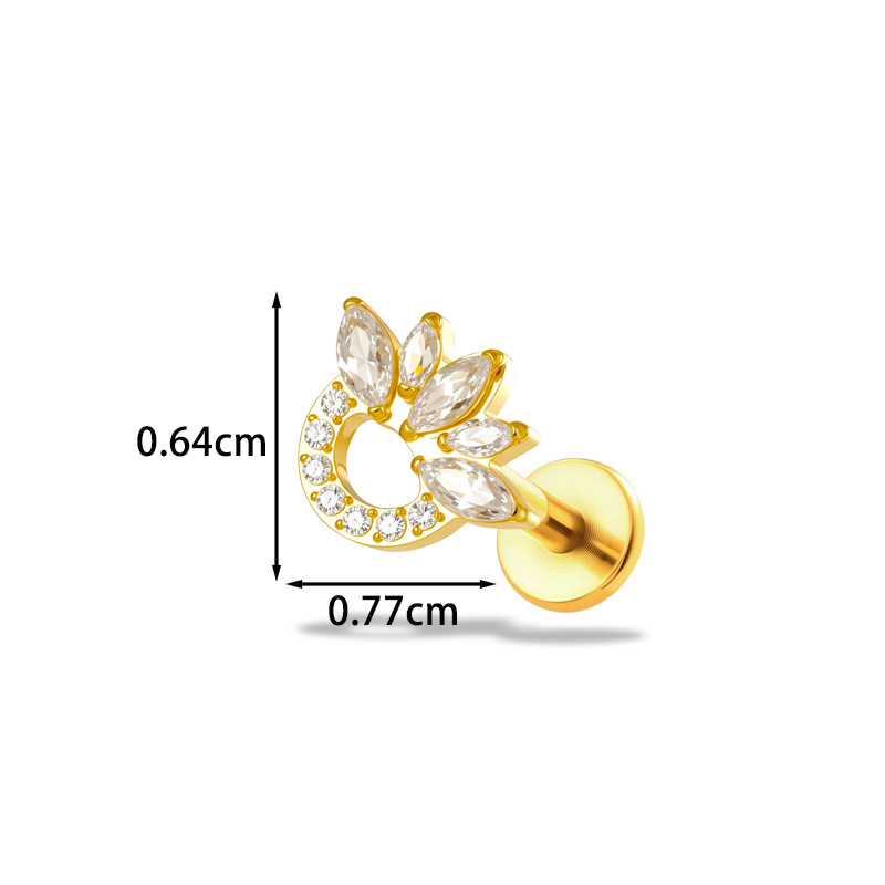 1PC G23 Titanium16G Flower CZ  - Body Jewelry Implants 评论和价格