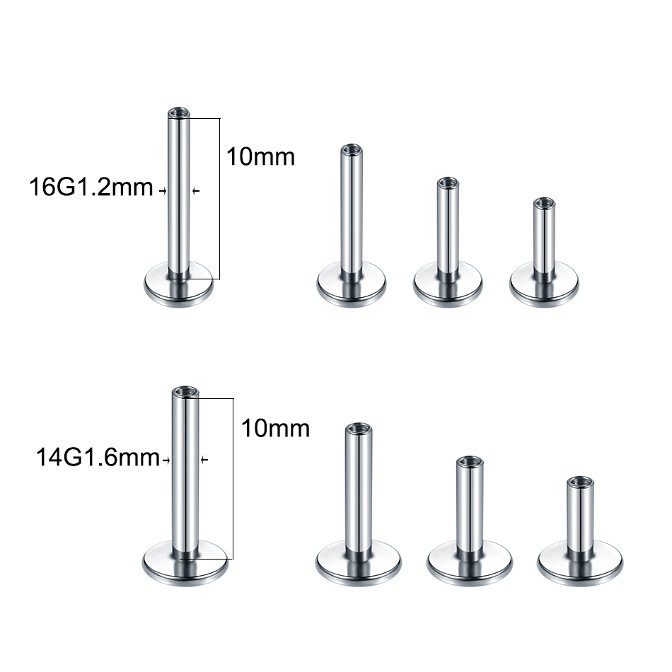10Pcs/set Titanium Ear Studs L - Body Jewelry Internally Threaded 评论和价格