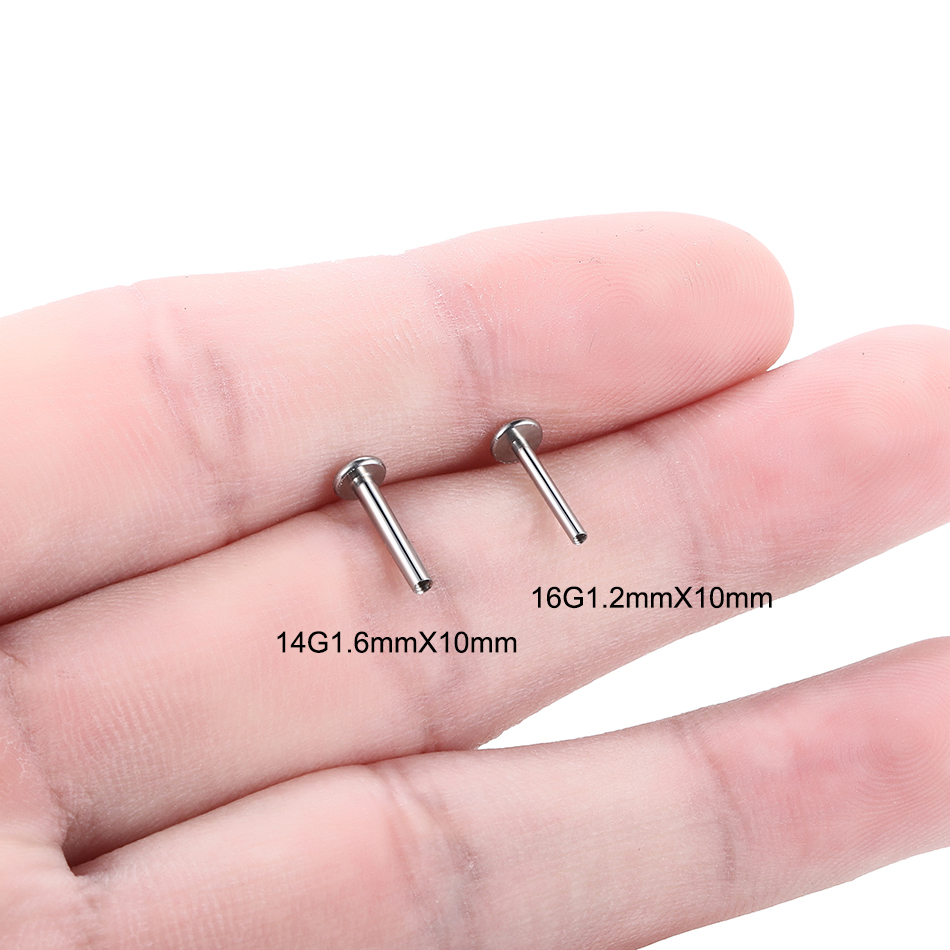 10Pcs/set Titanium Ear Studs L - Body Jewelry Internally Threaded 评论和价格