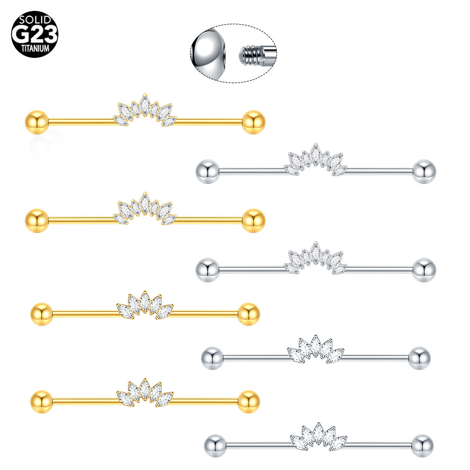 1/5PCS Titanium 14G CZ Industr - Industrial Barbell Long 评论和价格