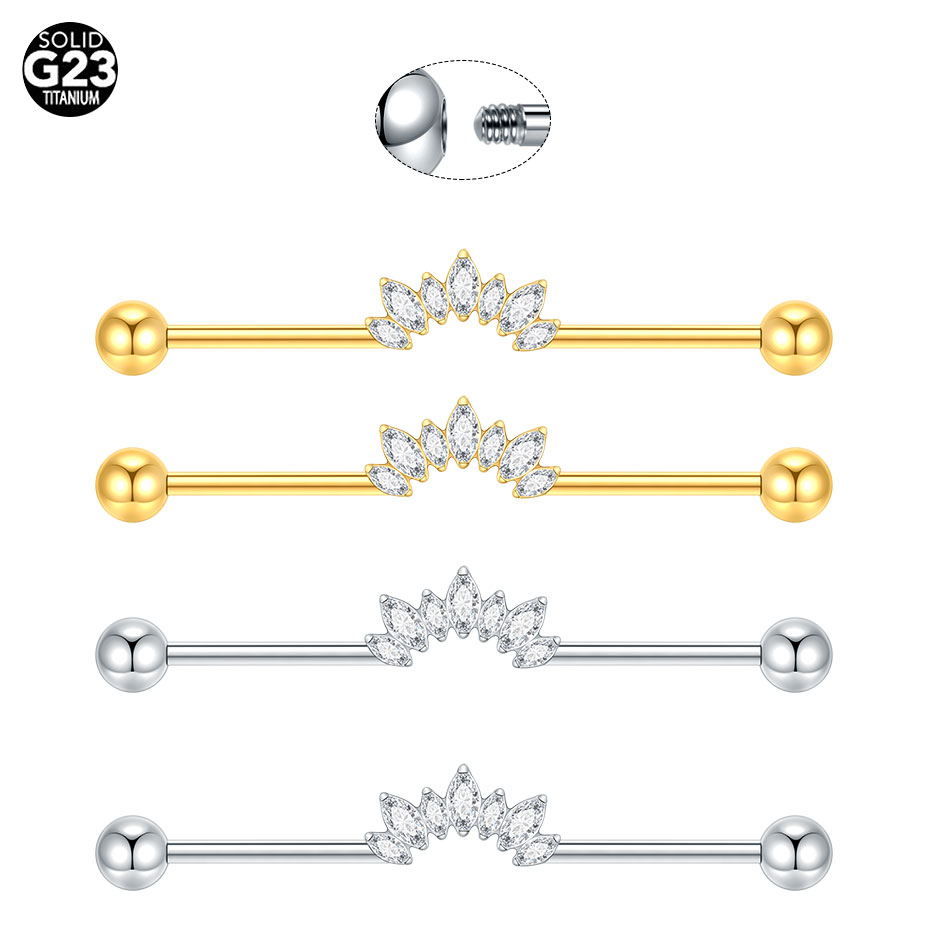 1/5PCS Titanium 14G CZ Industr - Industrial Barbell Long 评论和价格