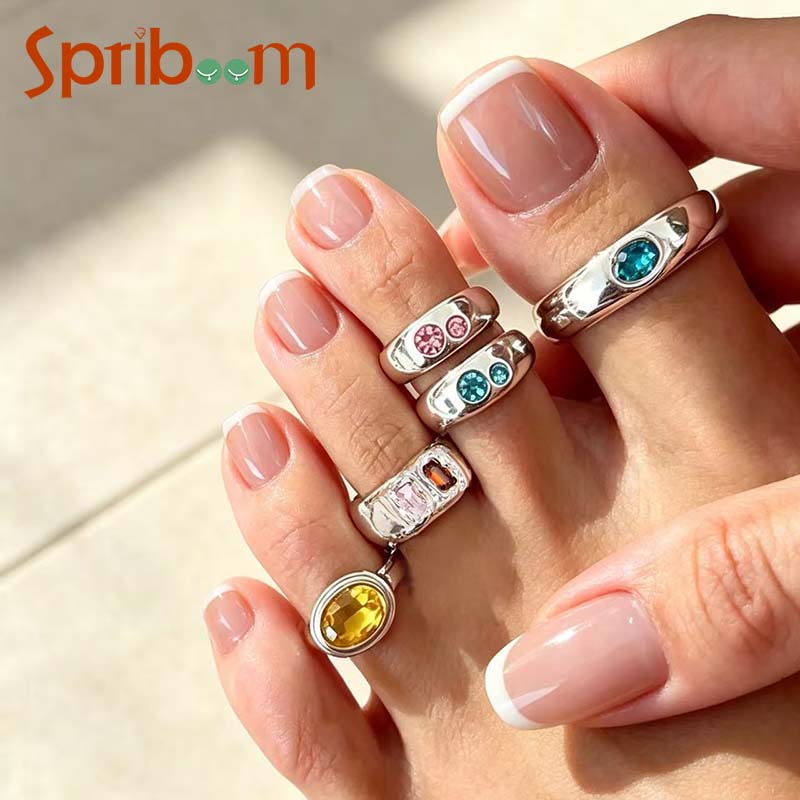 5Pcs/set Colorful Crystal Open - Body Jewelry Rings 评论和价格