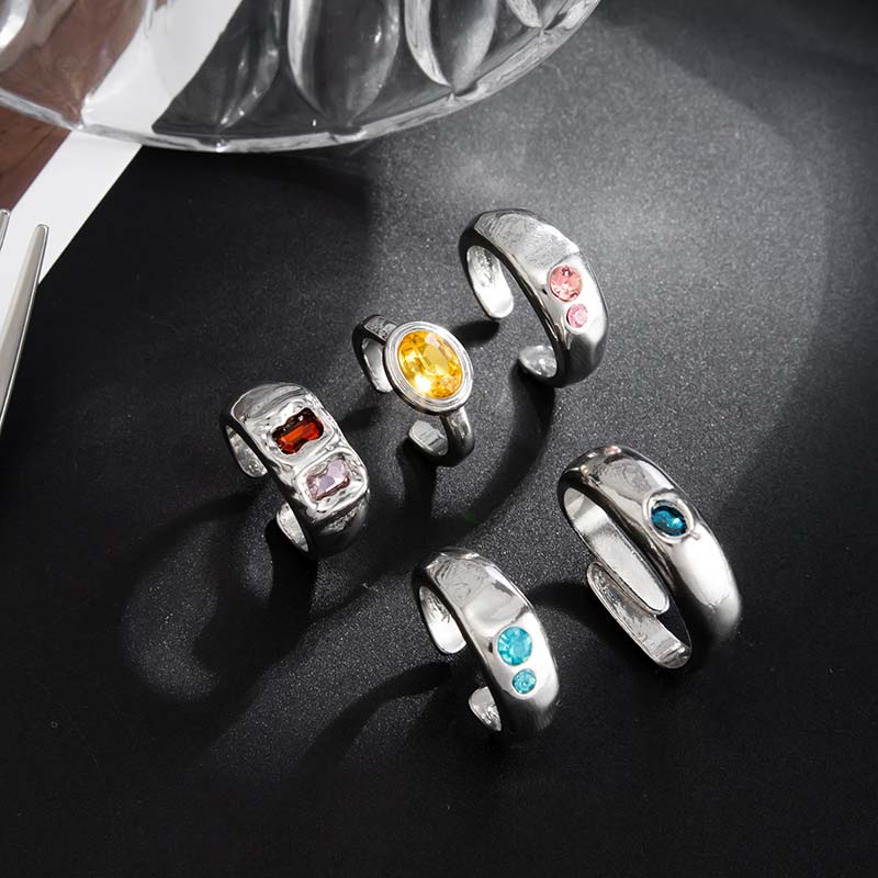 5Pcs/set Colorful Crystal Open - Body Jewelry Rings 评论和价格
