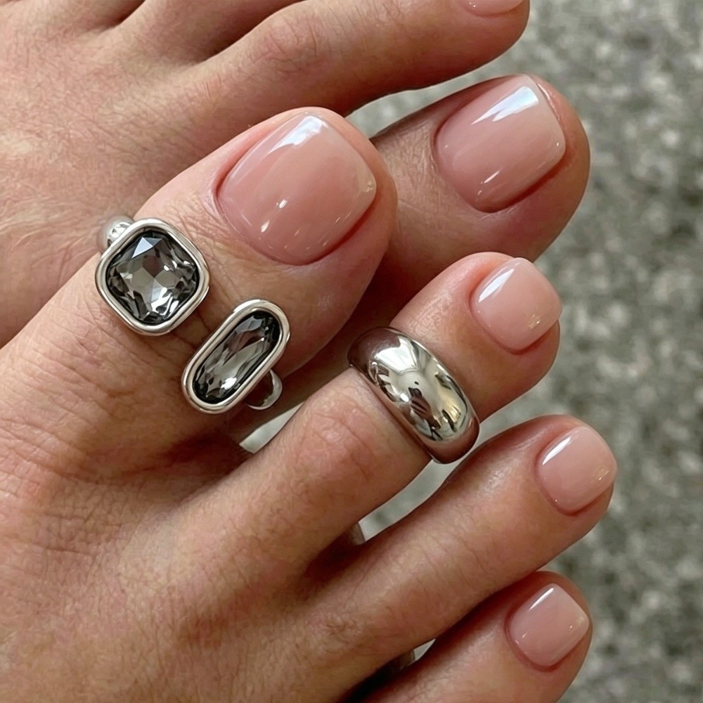 2Pcs/set Light Lux Toe Ring Se - Body Jewelry Rings 评论和价格