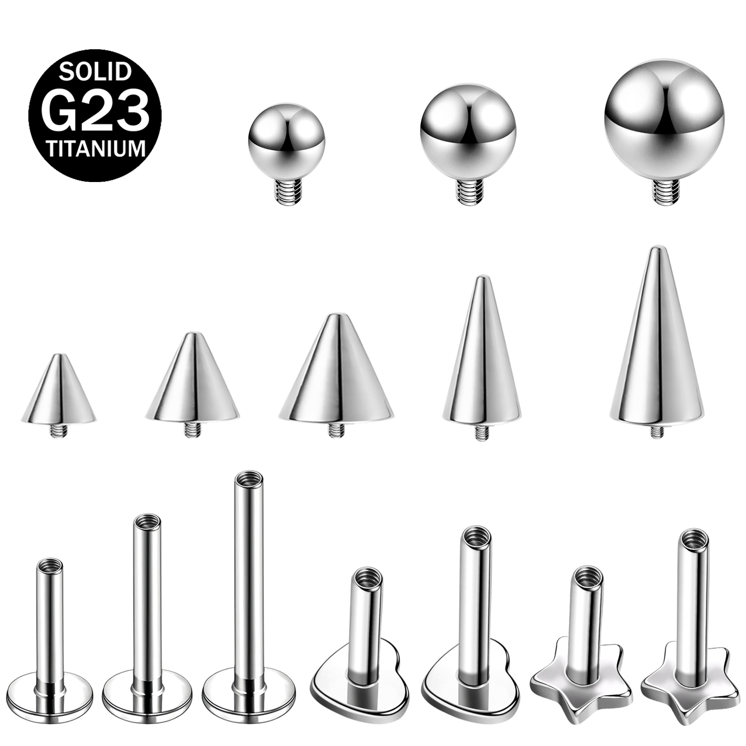 ZS 1PC Star Heart Spike Lip La - Body Jewelry Internally Threaded 评论和价格