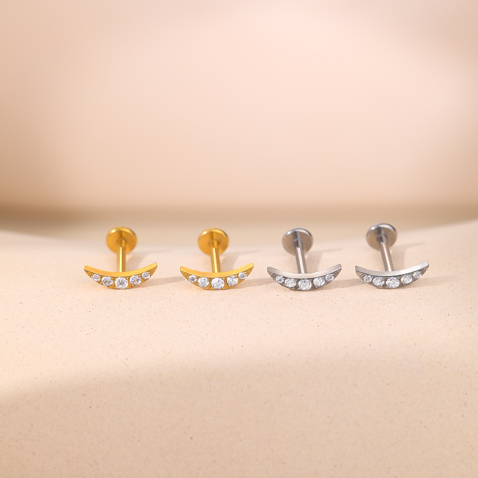 1Pc Titanium Zircon Ear Tragus - Body Jewelry Internally Threaded 评论和价格