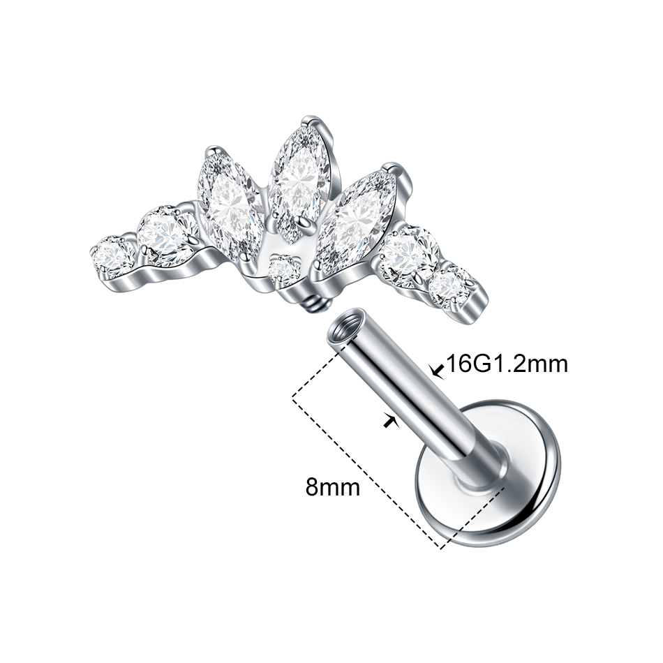 1PC Titanium Zirconia Dolphin  - Body Jewelry Internally Threaded 评论和价格