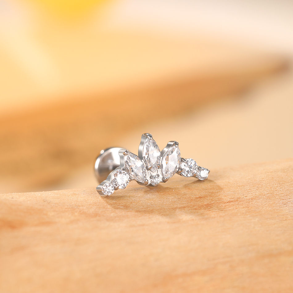1PC Titanium Zirconia Dolphin  - Body Jewelry Internally Threaded 评论和价格