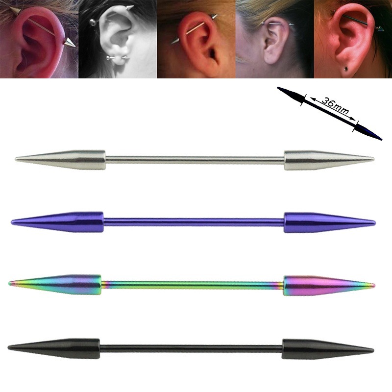 2pcs 14G Spike Long Surgical S - Industrial Barbell Long 评论和价格