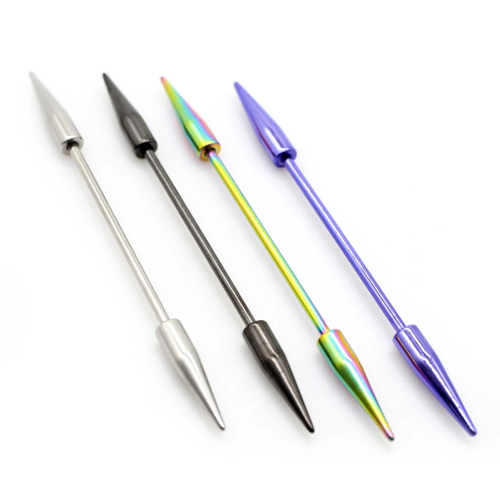 2pcs 14G Spike Long Surgical S - Industrial Barbell Long 评论和价格