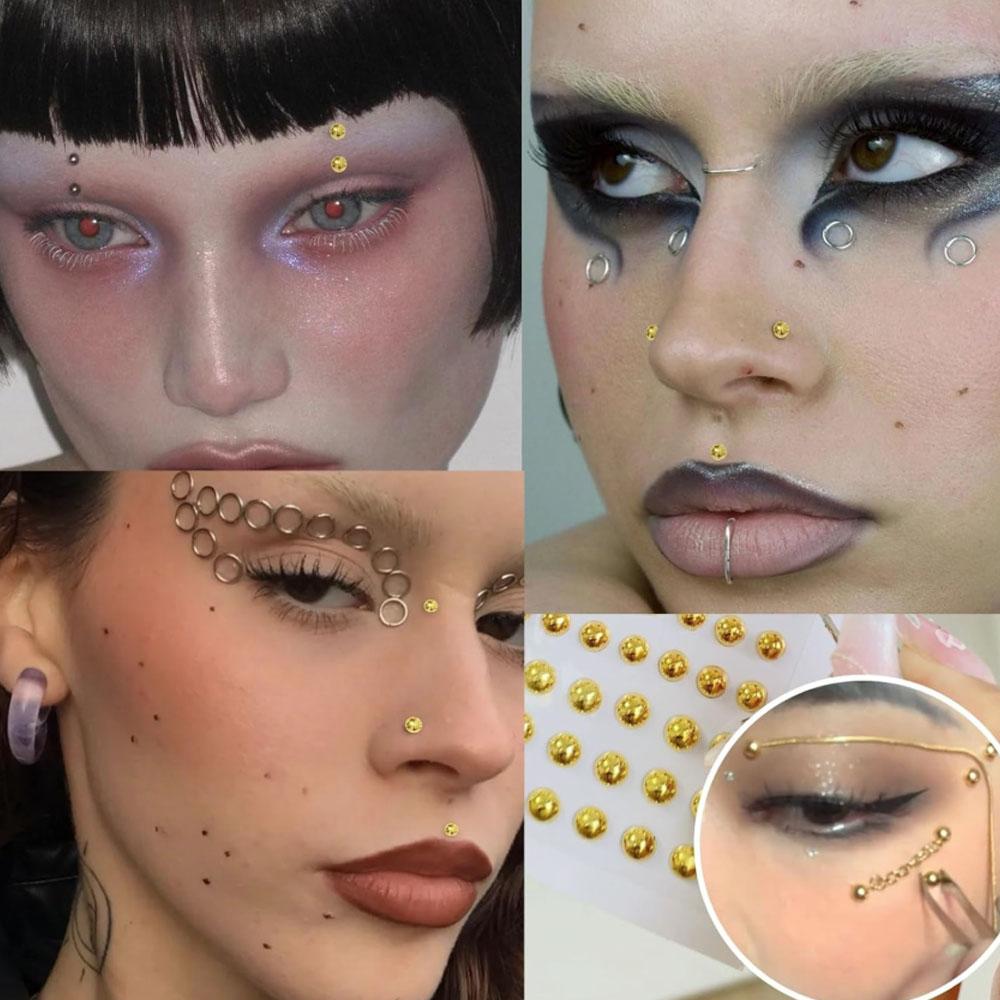 661Pcs Set Face Fake Piercings - Body Jewelry Rings 评论和价格