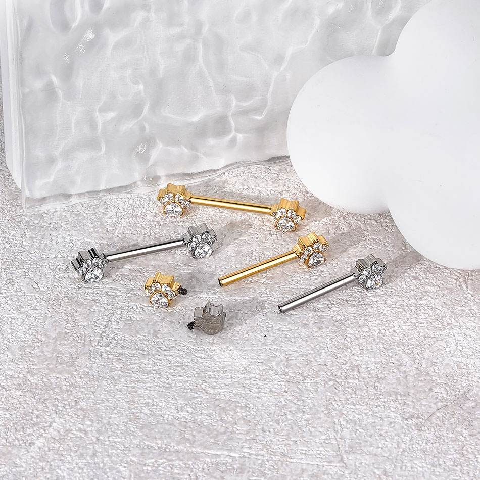 1Pc Titanium Flower Nipple Pie - Body Jewelry Internally Threaded 评论和价格