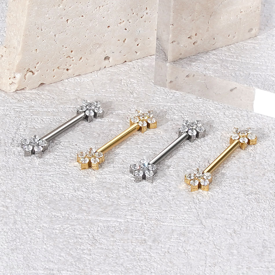1Pc Titanium Flower Nipple Pie - Body Jewelry Internally Threaded 评论和价格