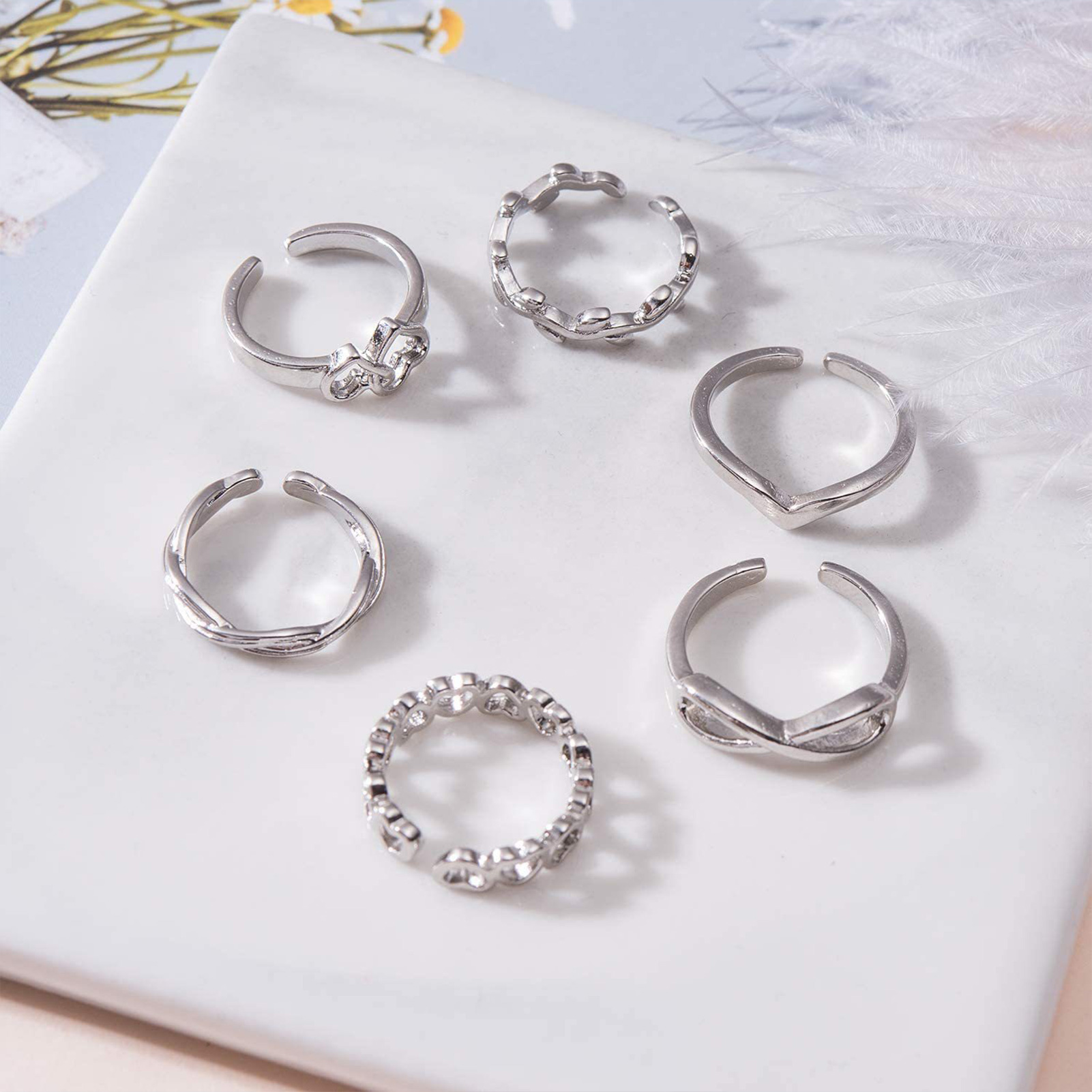 10/12Pcs Toe Rings for Women O - Body Jewelry Rings 评论和价格