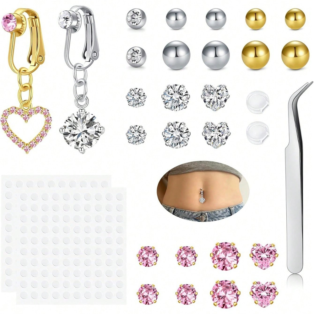 Gold Fake Belly Piercing Cubic - Body Jewelry Rings 评论和价格