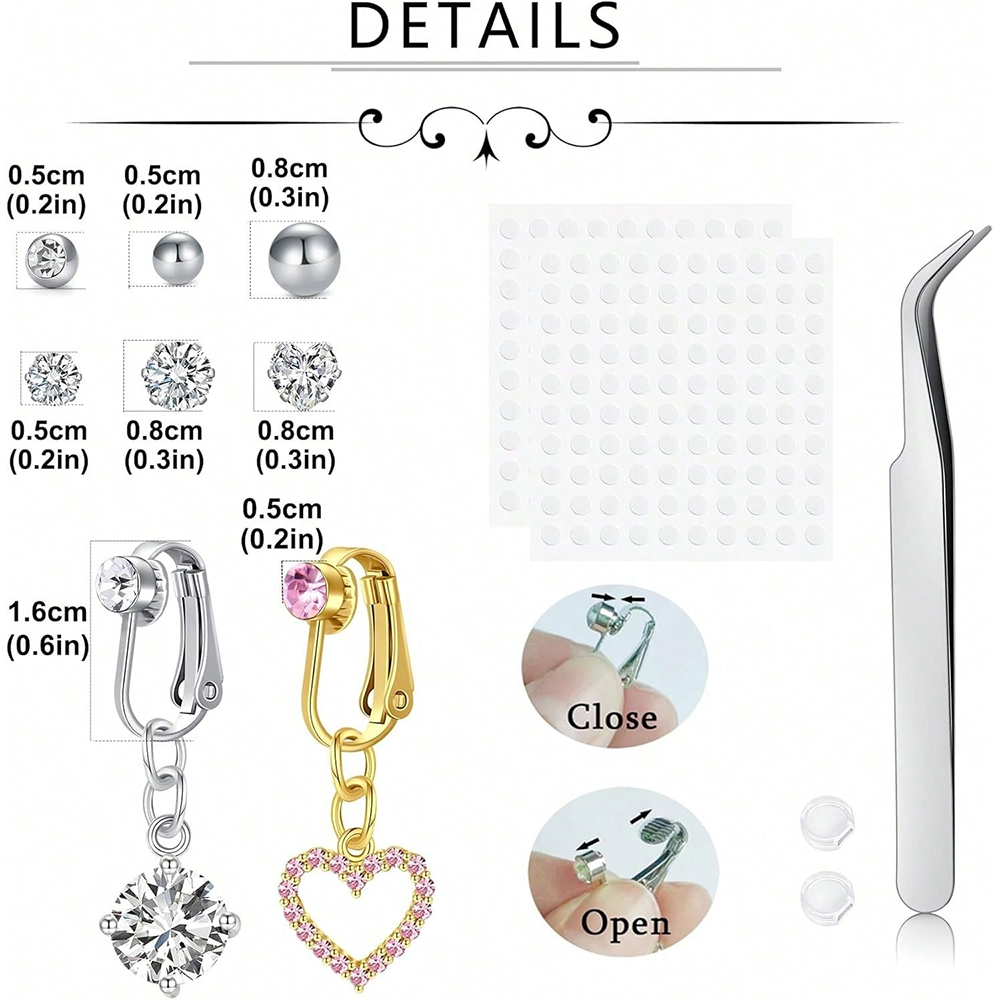 Gold Fake Belly Piercing Cubic - Body Jewelry Rings 评论和价格