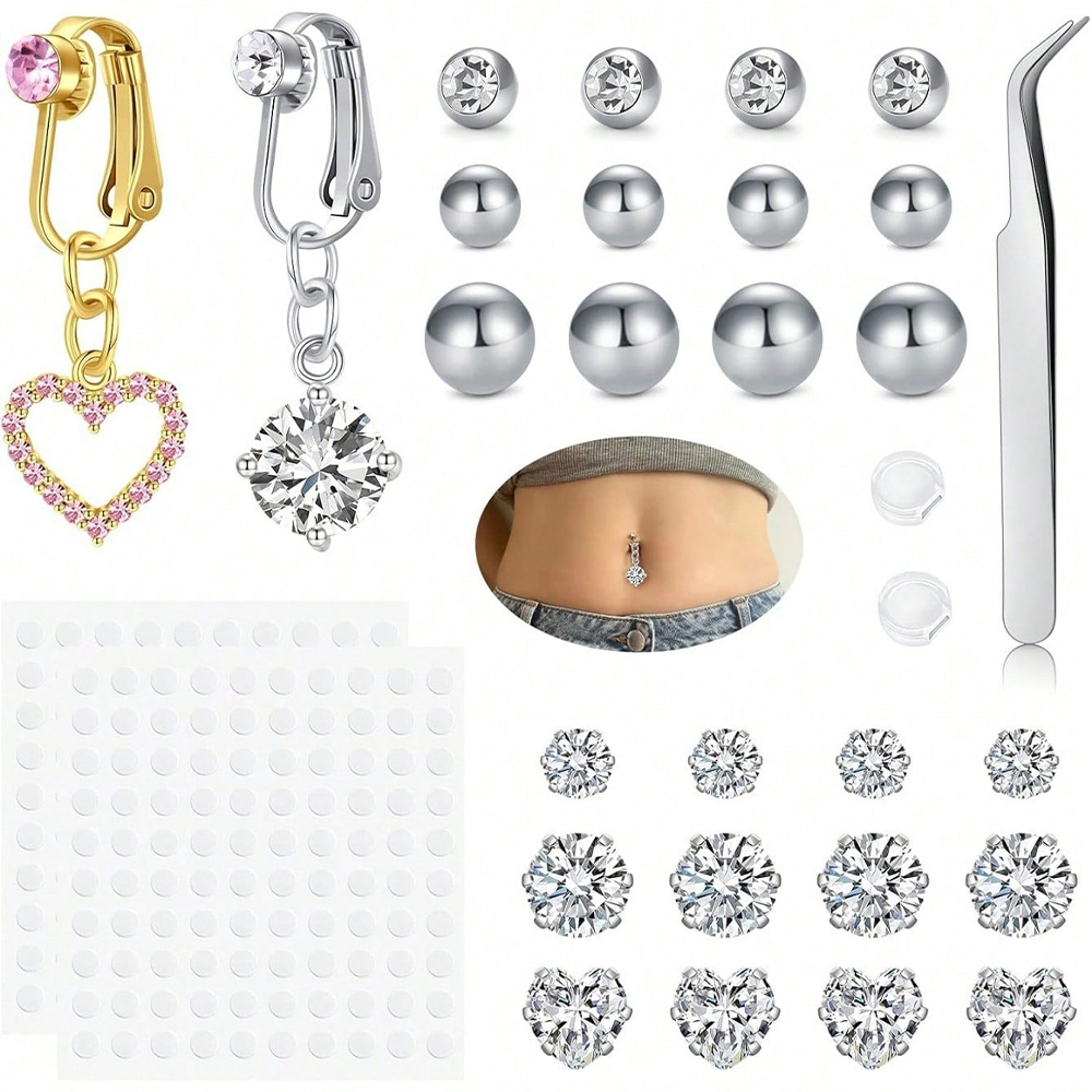 Gold Fake Belly Piercing Cubic - Body Jewelry Rings 评论和价格