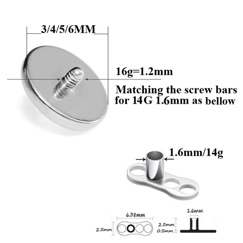 1 PC Surgical Steel Prong zirc - Dermal Anchor Top 评论和价格