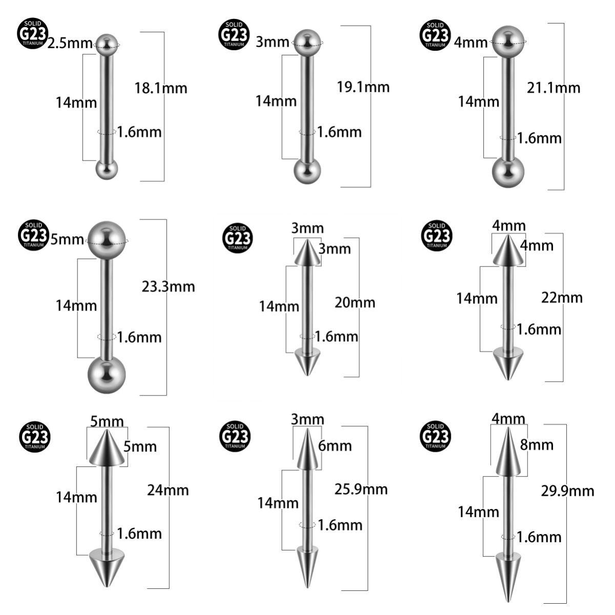 1PC G23 Titanium Long Industri - Industrial Barbell Long 评论和价格