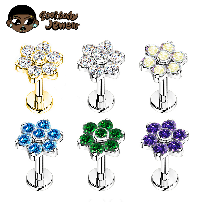 ASTM F136 Titanium Flower Pier - Body Jewelry Internally Threaded 评论和价格
