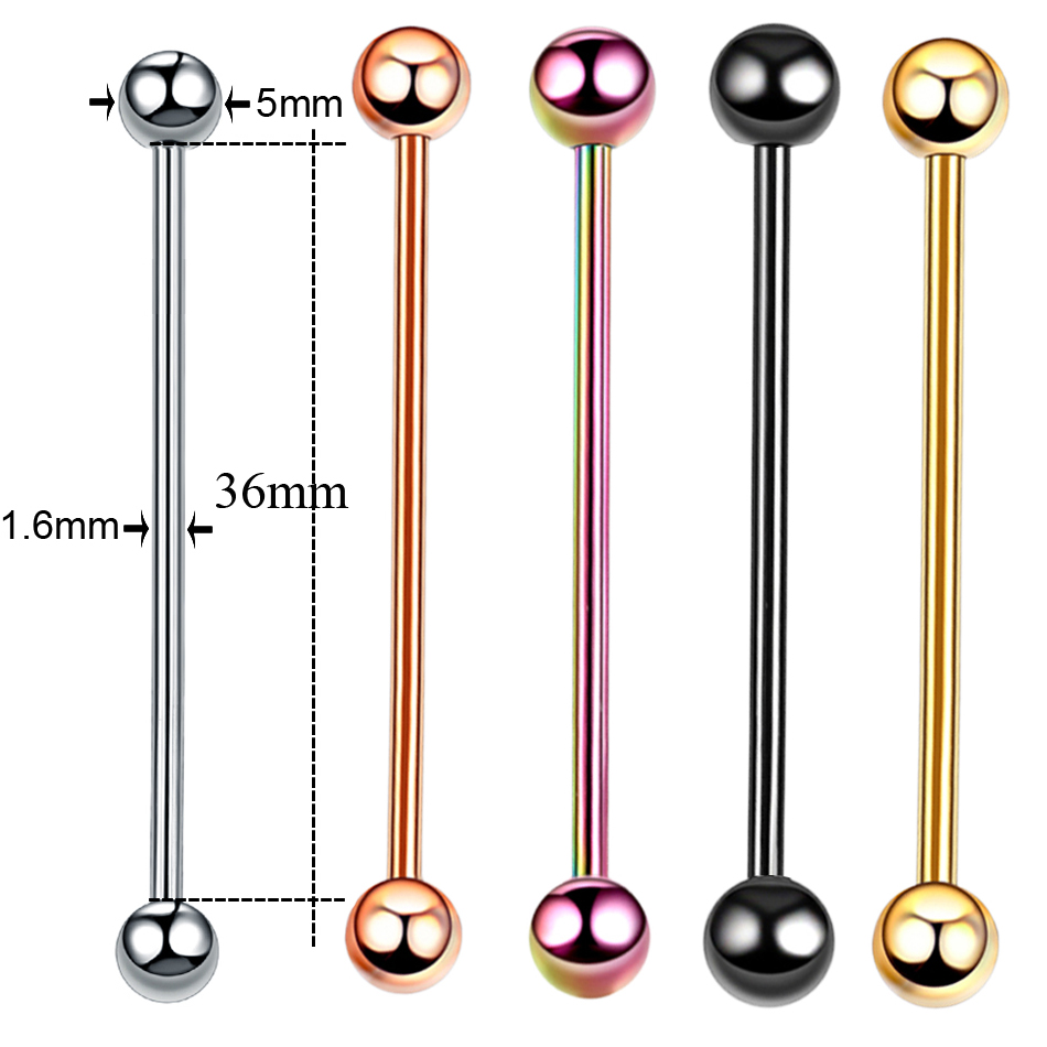 1PC Titanium Piercing Gem Indu - Industrial Barbell Long 评论和价格