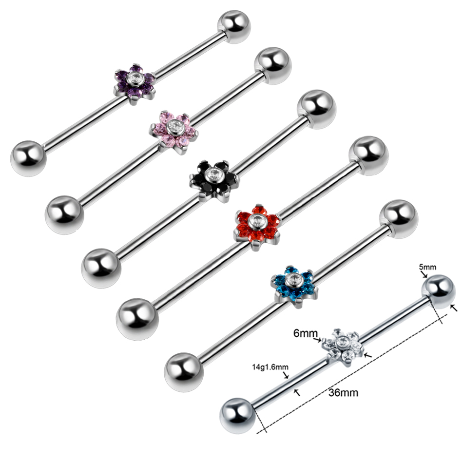 1PC Titanium Piercing Gem Indu - Industrial Barbell Long 评论和价格
