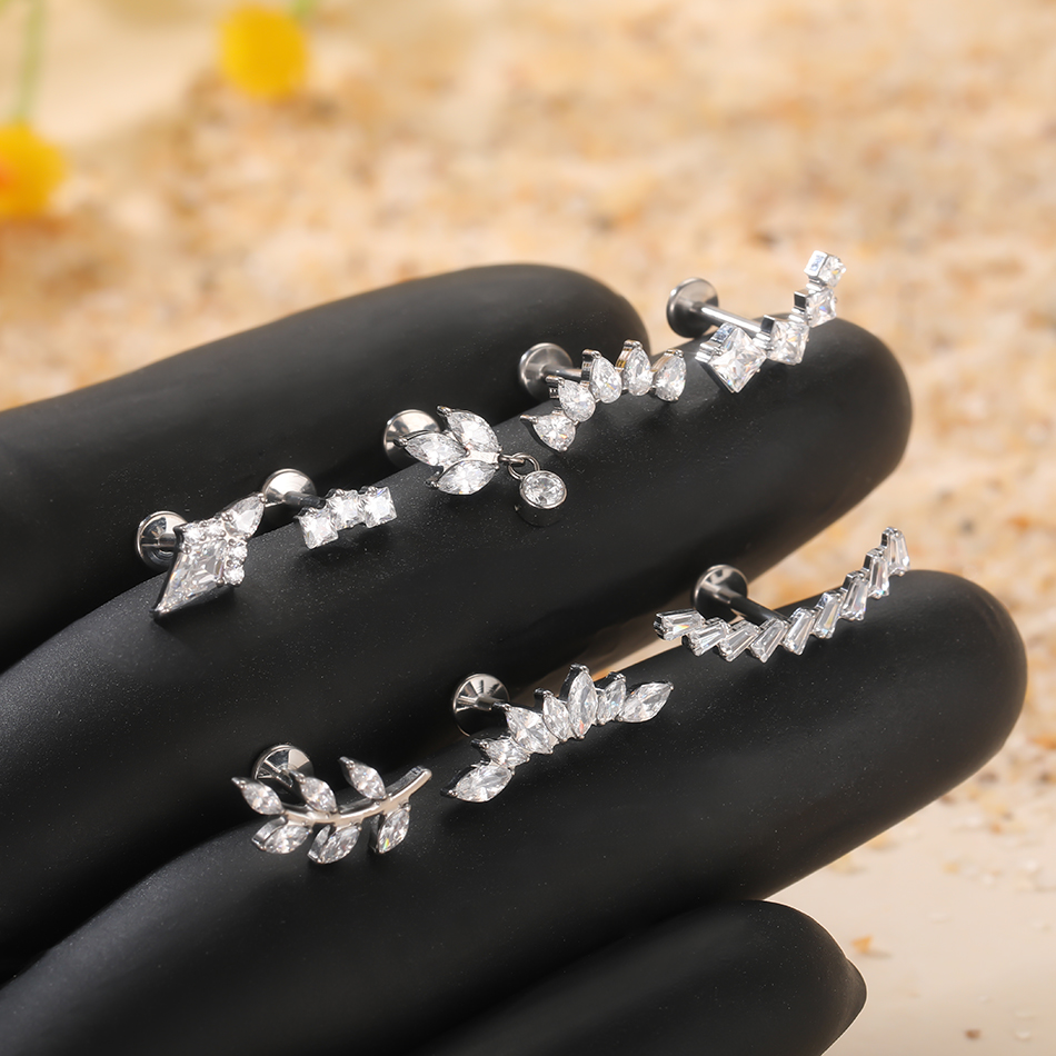 1Pc/5Pcs G23 Titanium Leaf Hel - Body Jewelry Internally Threaded 评论和价格