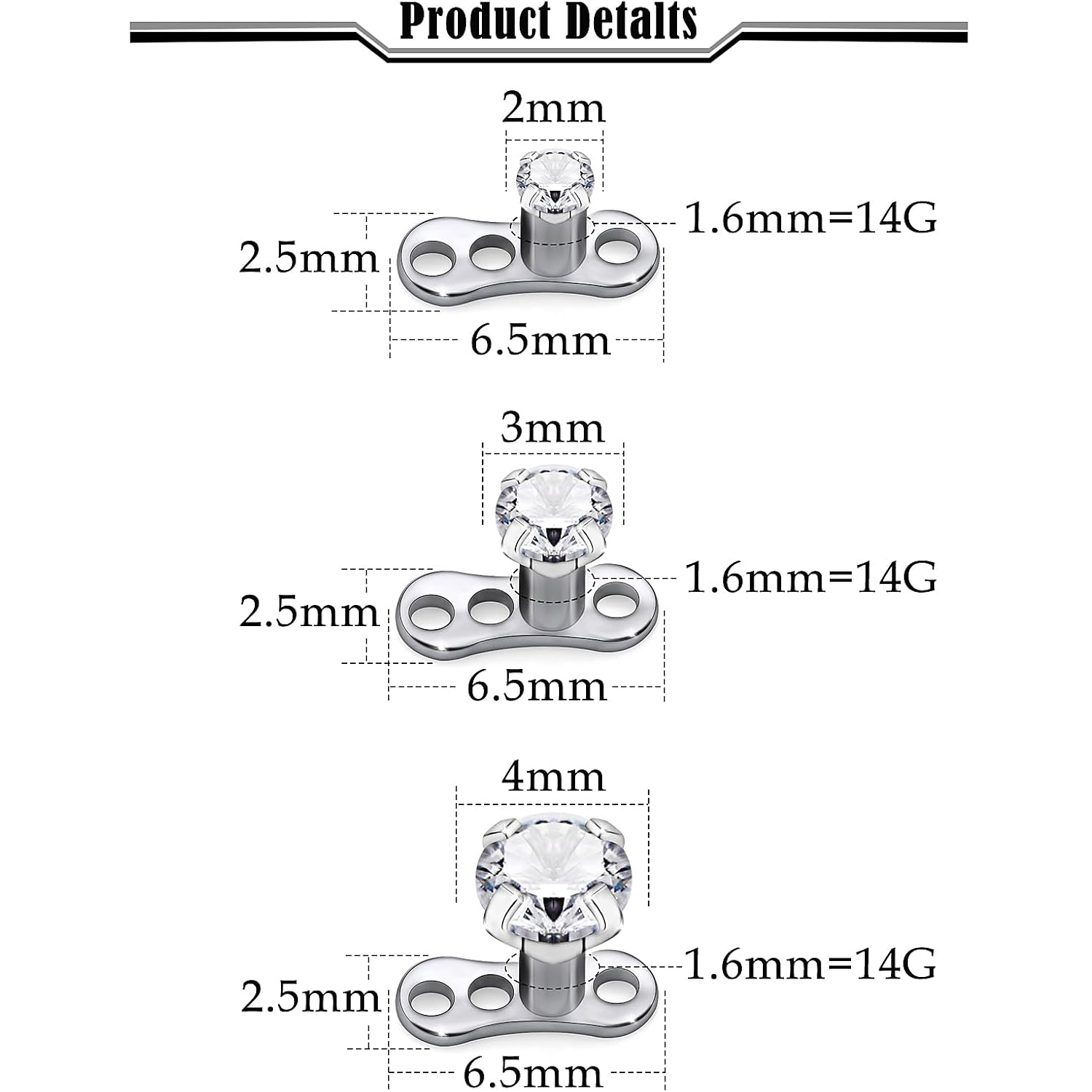 14G G23 Titanium Dermal Pierci - Dermal Anchor Top 评论和价格