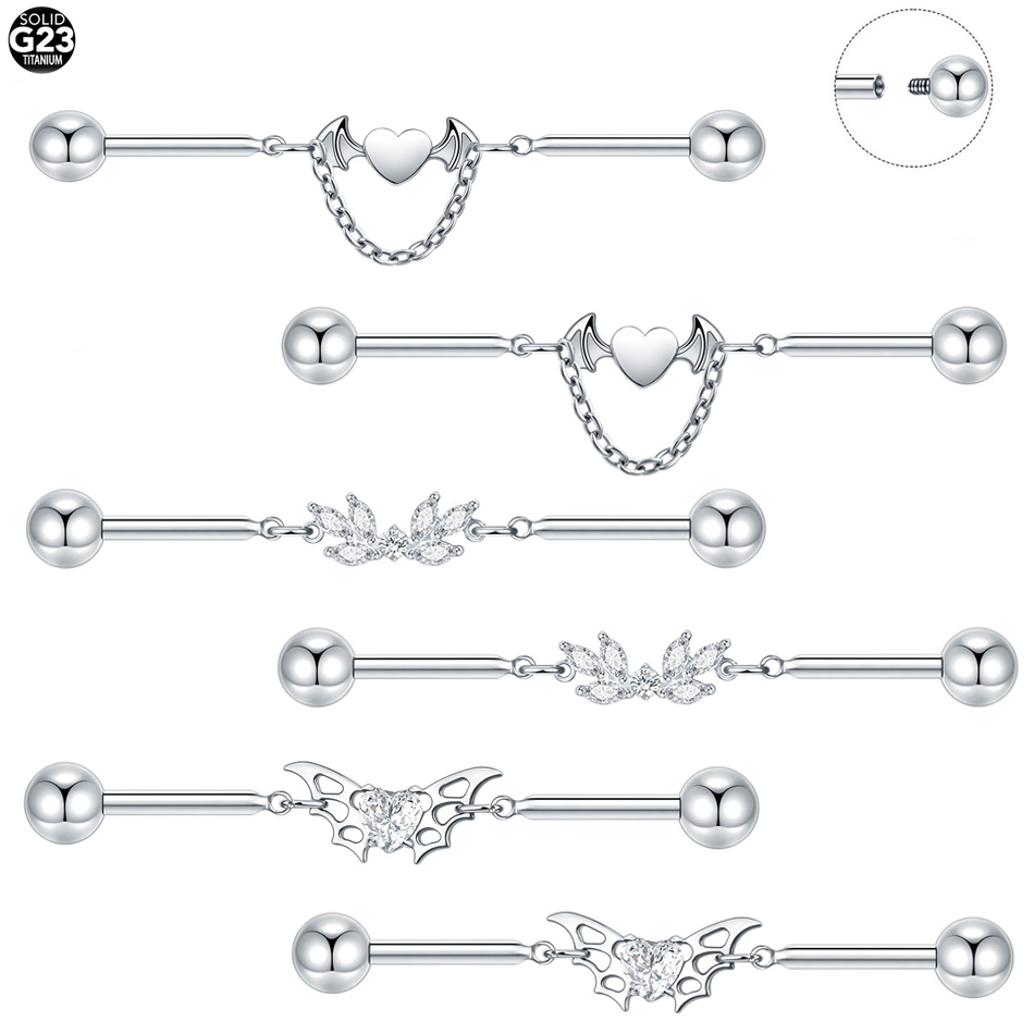 1Pc Titanium CZ Industrial Hel - Industrial Barbell Long 评论和价格