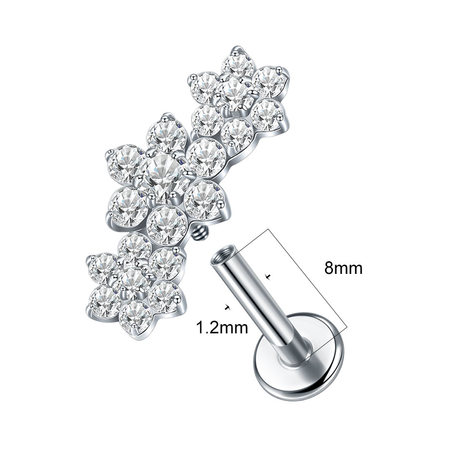 1/5PCS Titanium Labret Ear Tra - Body Jewelry Internally Threaded 评论和价格