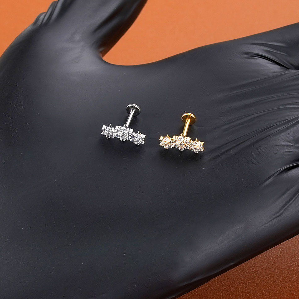 1/5PCS Titanium Labret Ear Tra - Body Jewelry Internally Threaded 评论和价格