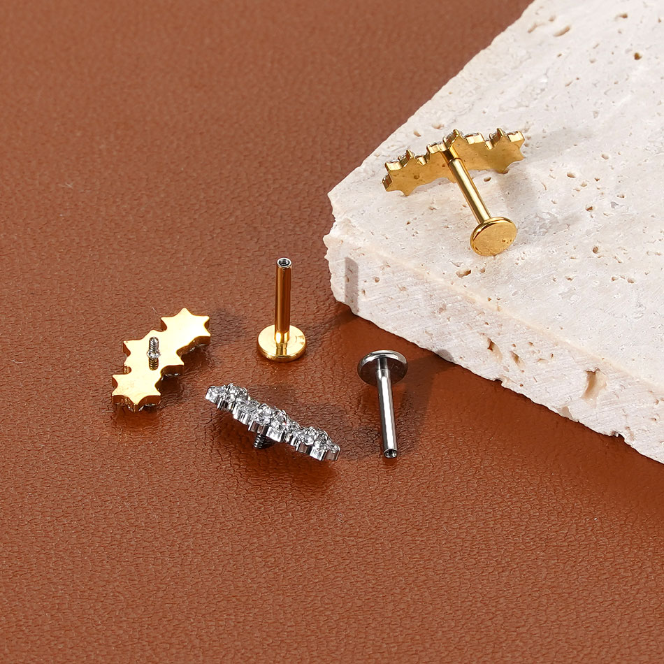 1/5PCS Titanium Labret Ear Tra - Body Jewelry Internally Threaded 评论和价格